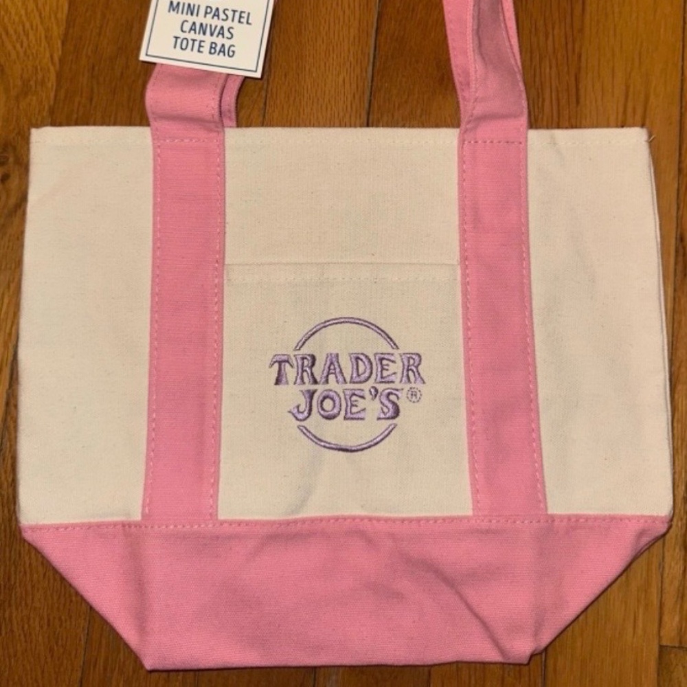 Brand new Trader Joe's mini pastel PINK canvas tote NWT